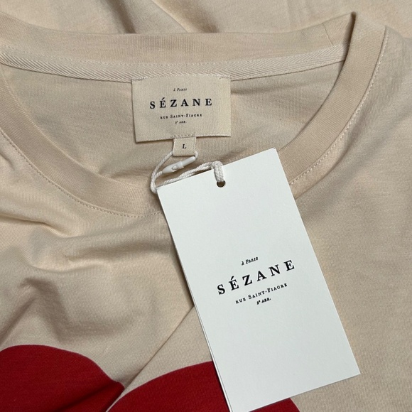 Sezane LA CHAMADE T-SHIRT Heart Medium Quiet Luxury Paris L NWT - Picture 9 of 12